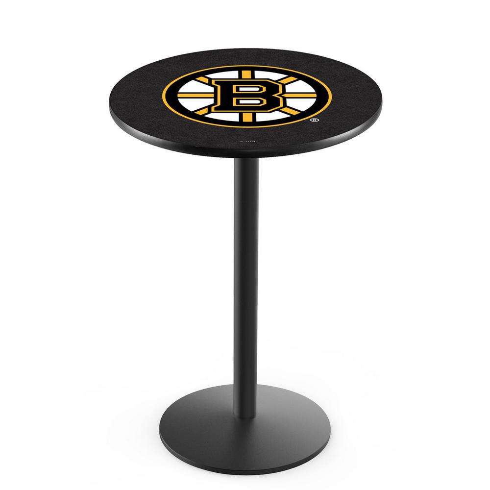 L214 Boston Bruins 36' Tall - 36' Top Pub Table w/ Black Wrinkle Finish (6538). Picture 1