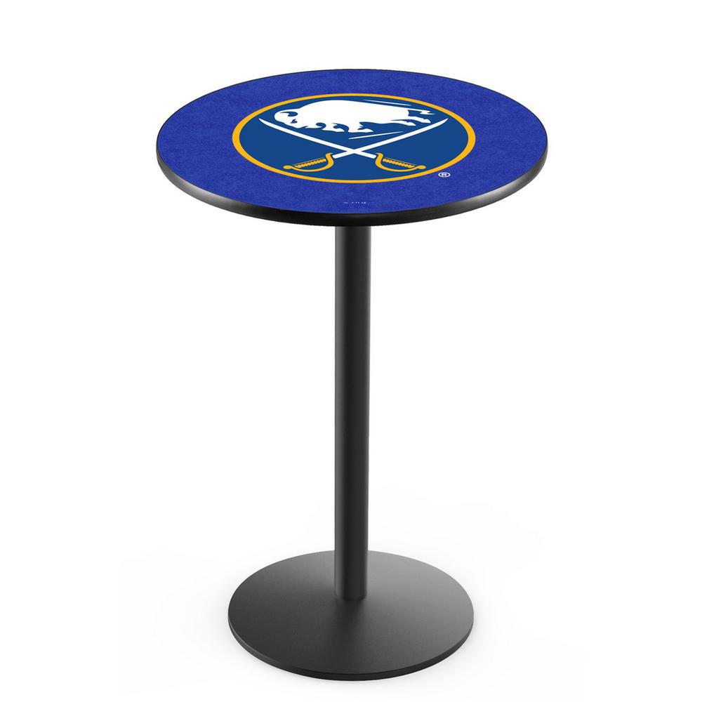 L214 Buffalo Sabres 36" Tall - 36" Top Pub Table with Black Wrinkle Finish (6569). Picture 1