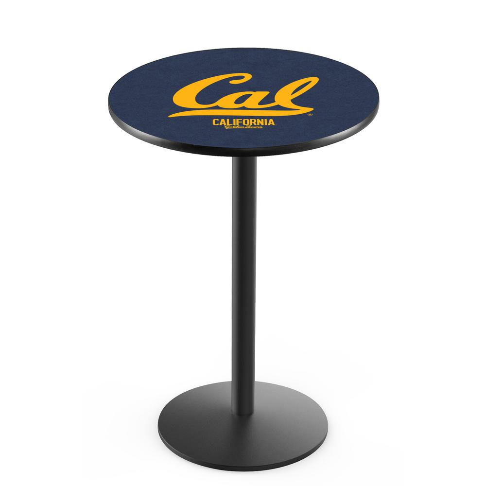 L214 University of California 36" Tall - 36" Top Pub Table with Black Wrinkle Finish. Picture 1