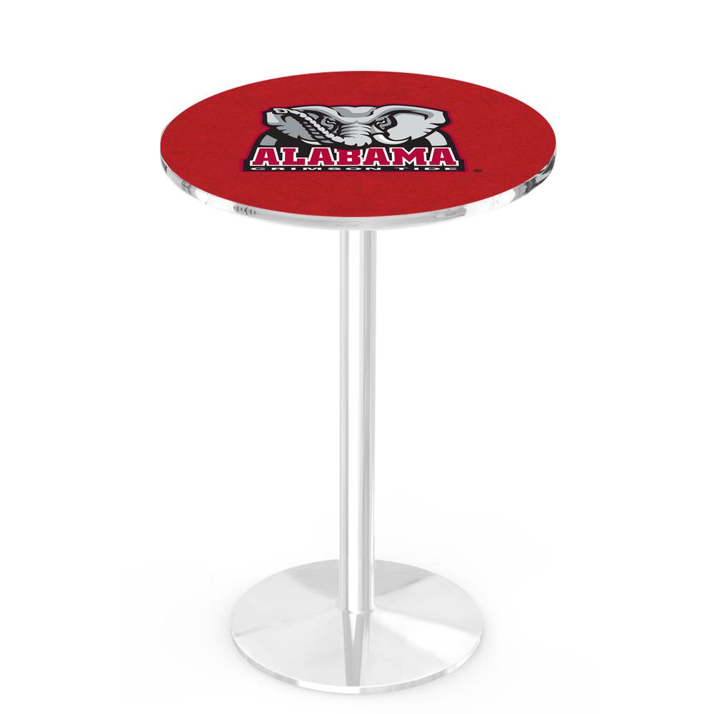 L214 University of Alabama (Elephant)  36" Tall - 36" Top Pub Table with Chrome Finish. Picture 1
