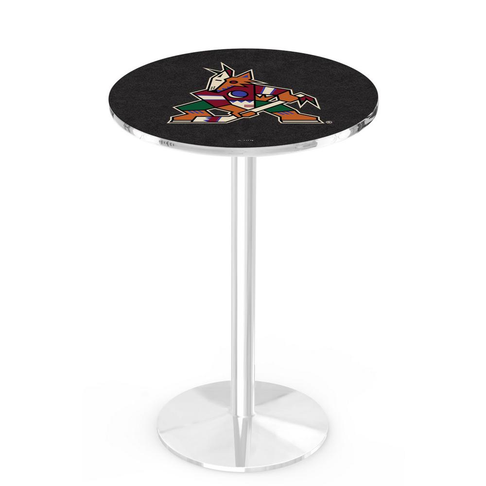 L214 Arizona Coyotes 36" Tall - 36" Top Pub Table with Chrome Finish (8235). Picture 1