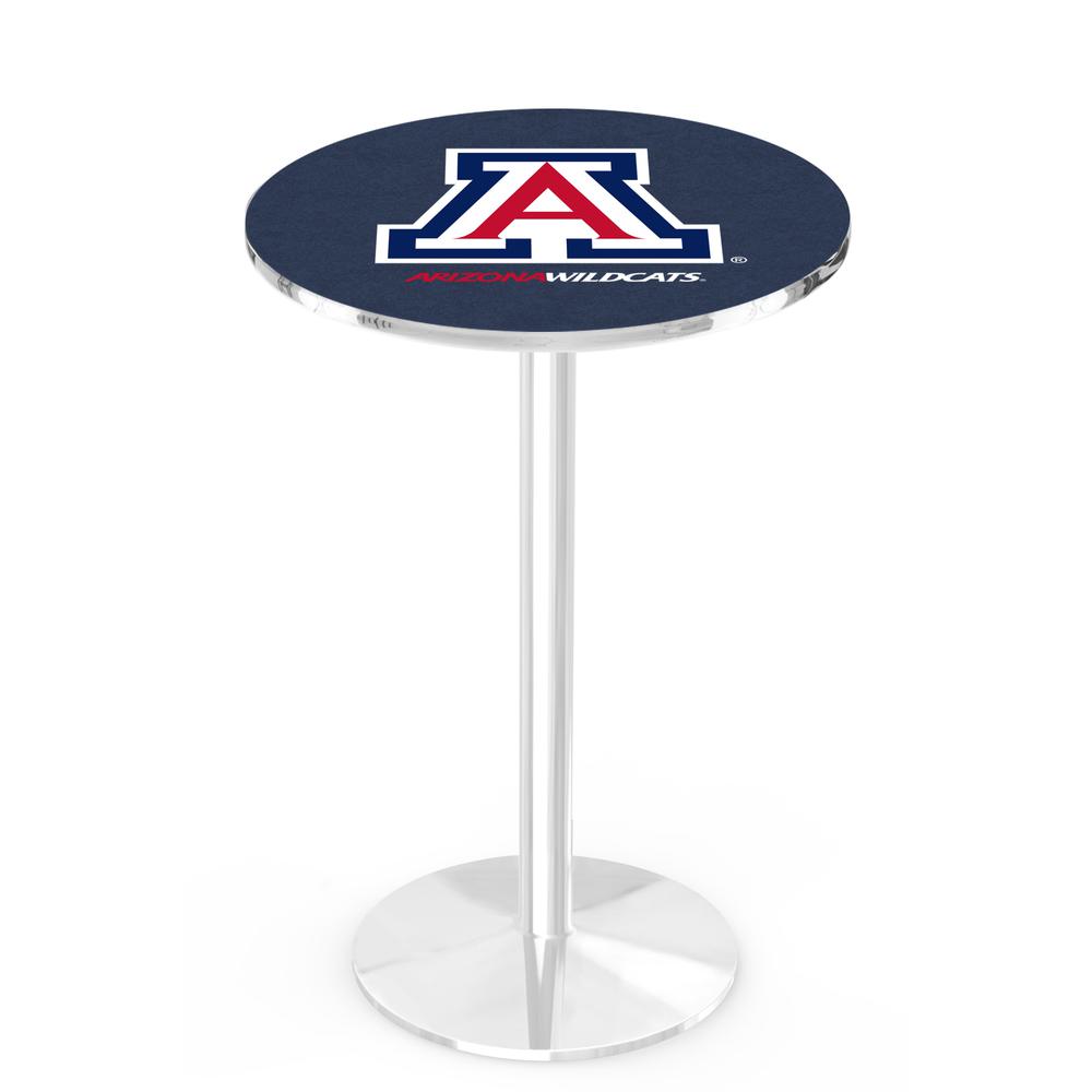 L214 University of Arizona 36" Tall - 36" Top Pub Table with Chrome Finish. Picture 1