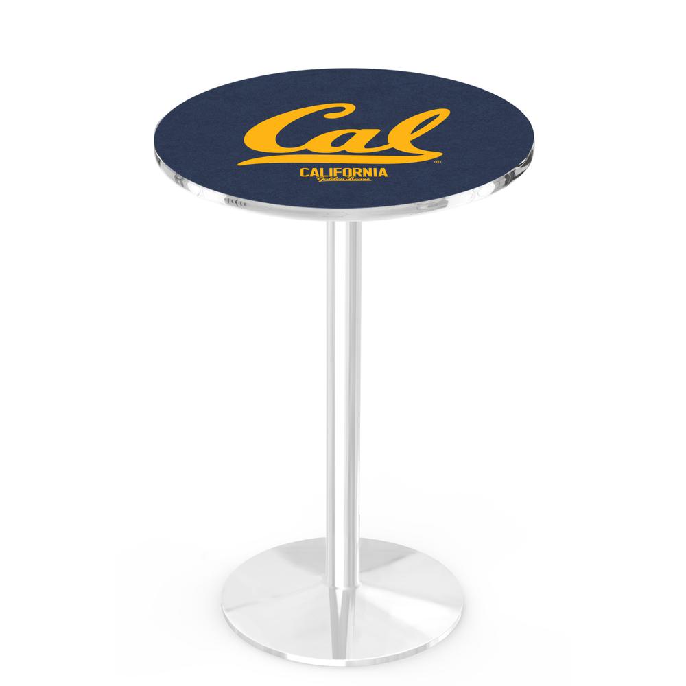 L214 University of California 36' Tall - 36' Top Pub Table w/ Chrome Finish. Picture 1