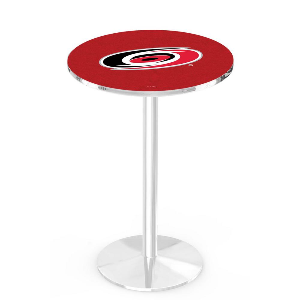 L214 Carolina Hurricanes 36" Tall - 36" Top Pub Table with Chrome Finish (8426). Picture 1