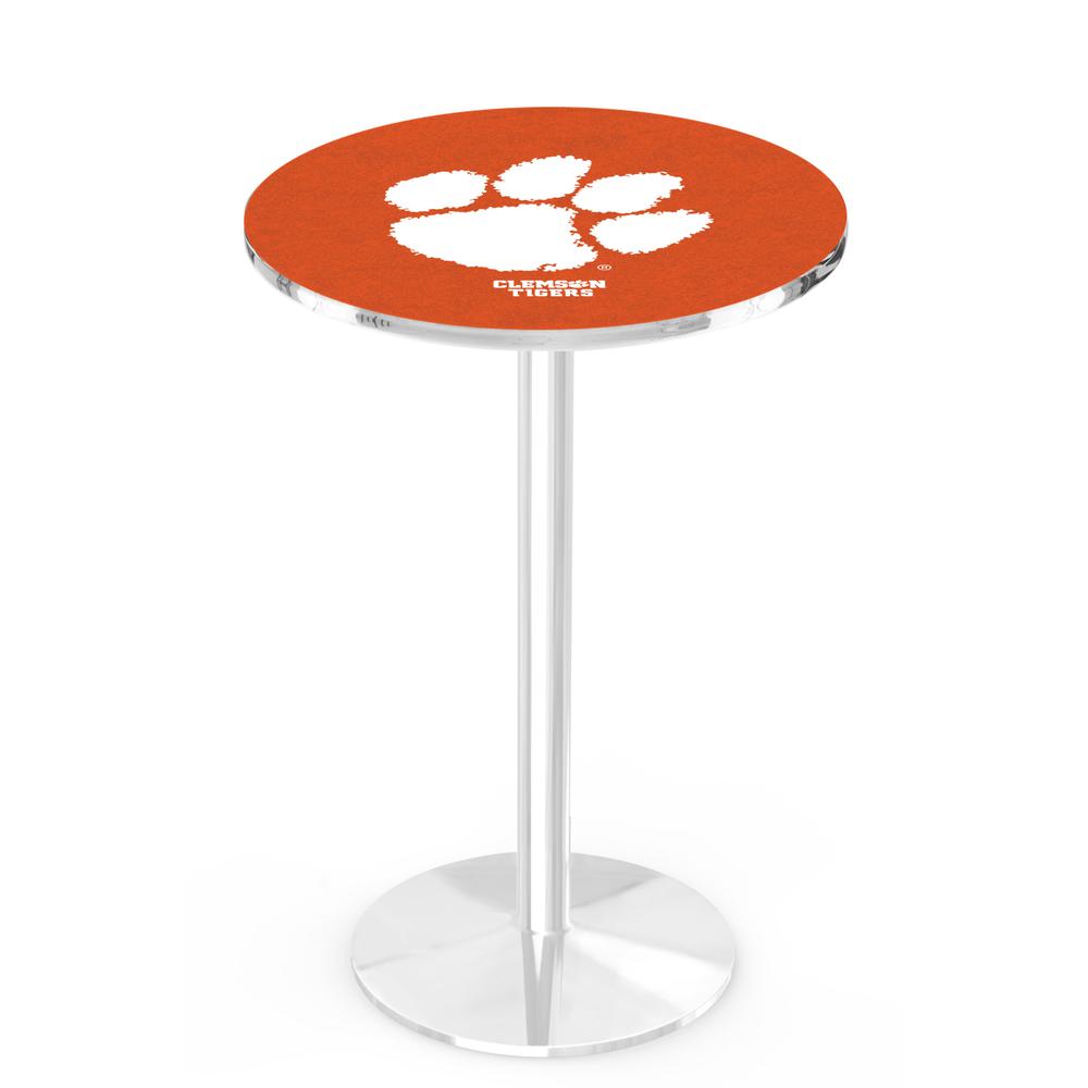 L214 Clemson 36' Tall - 36' Top Pub Table w/ Chrome Finish. Picture 1