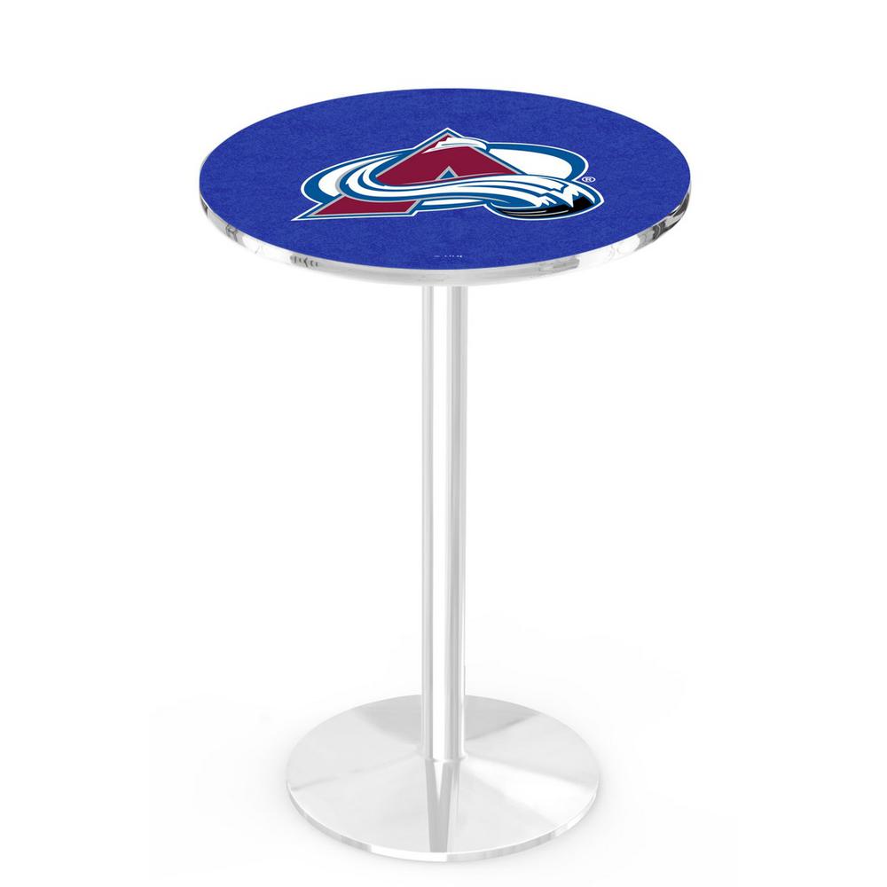 L214 Colorado Avalanche 36" Tall - 36" Top Pub Table with Chrome Finish (8495). Picture 1