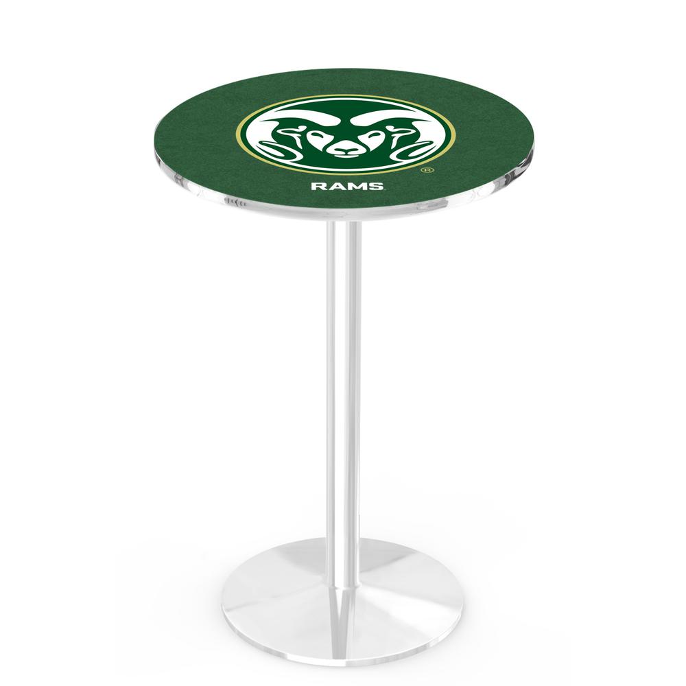 L214 Colorado State University 36" Tall - 36" Top Pub Table with Chrome Finish. Picture 1