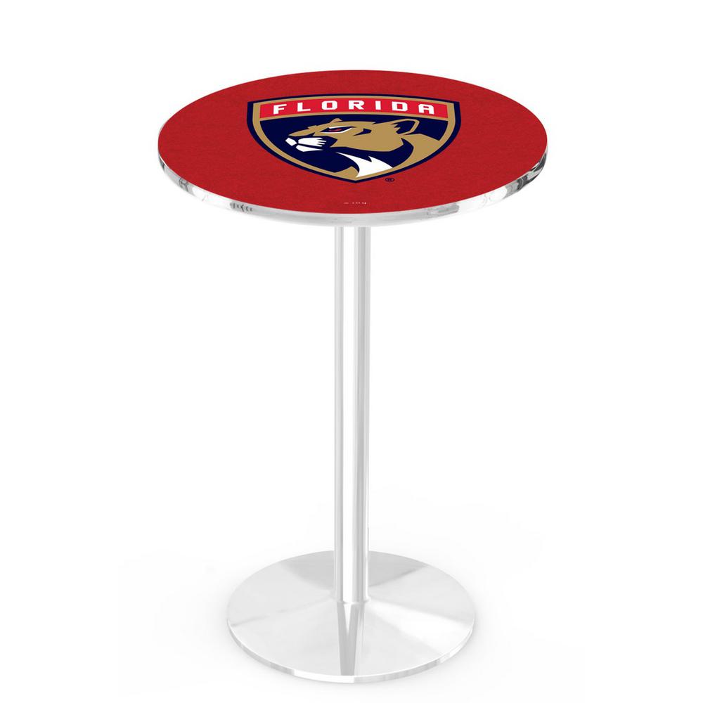 L214 Florida Panthers 36' Tall - 36' Top Pub Table w/ Chrome Finish (8655). Picture 1