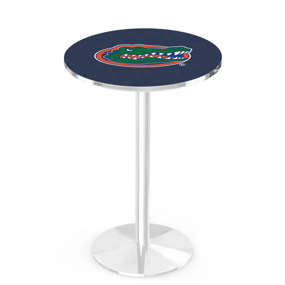 L214 University of Florida 36" Tall - 36" Top Pub Table with Chrome Finish. Picture 1