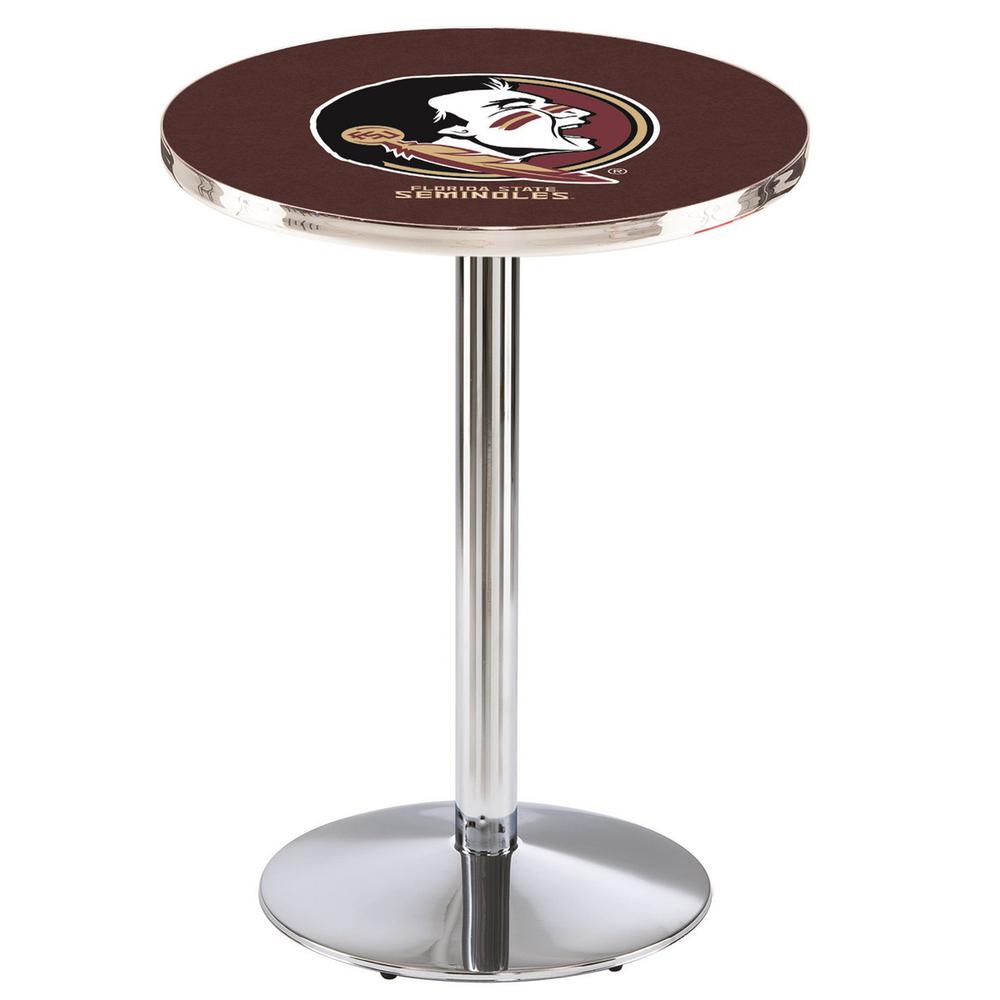 L214 Florida State (Head) 36' Tall - 36' Top Pub Table w/ Chrome Finish. Picture 1