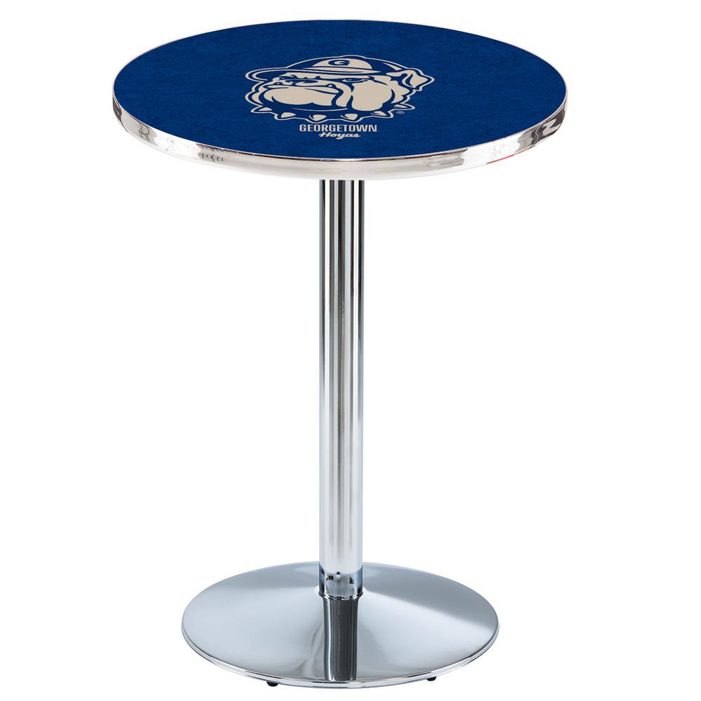L214 Georgetown University 36" Tall - 36" Top Pub Table with Chrome Finish. Picture 1