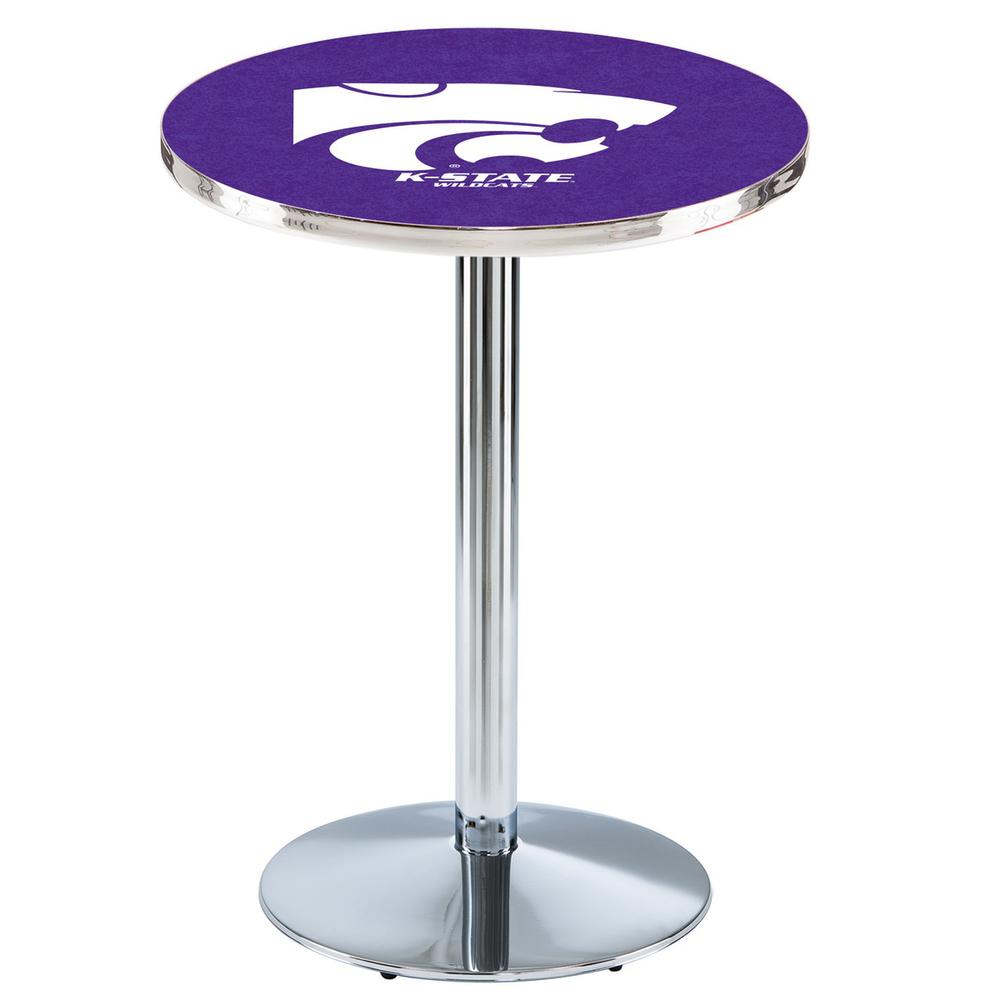 L214 Kansas State University 36" Tall - 36" Top Pub Table with Chrome Finish. Picture 1