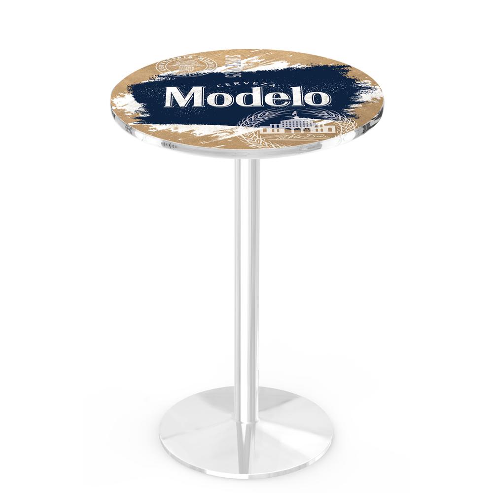 L214 Modelo (Splash) 42" Tall - 36" Top Pub Table with Chrome Finish. Picture 1