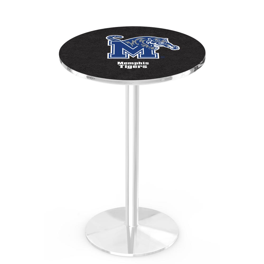 L214 University of Memphis 36" Tall - 36" Top Pub Table with Chrome Finish. Picture 1