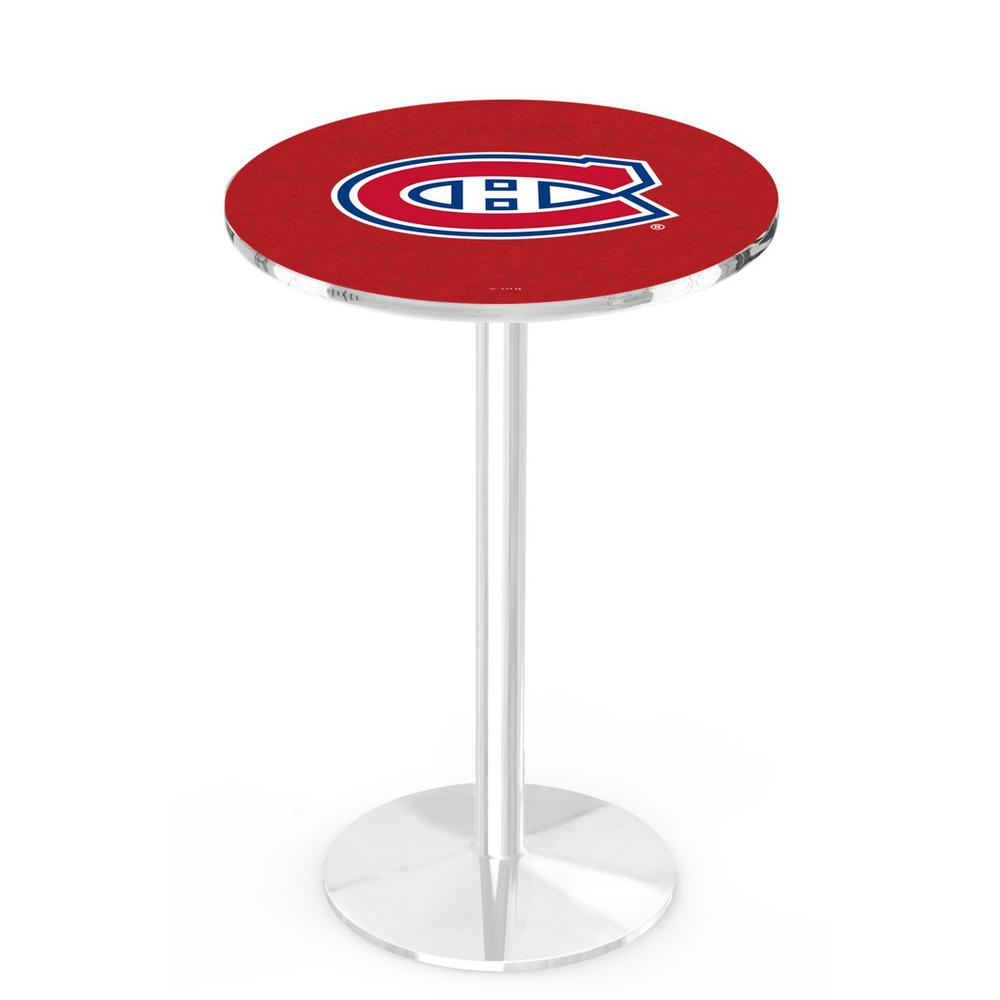 L214 Montreal Canadiens 36' Tall - 36' Top Pub Table w/ Chrome Finish (9072). Picture 1