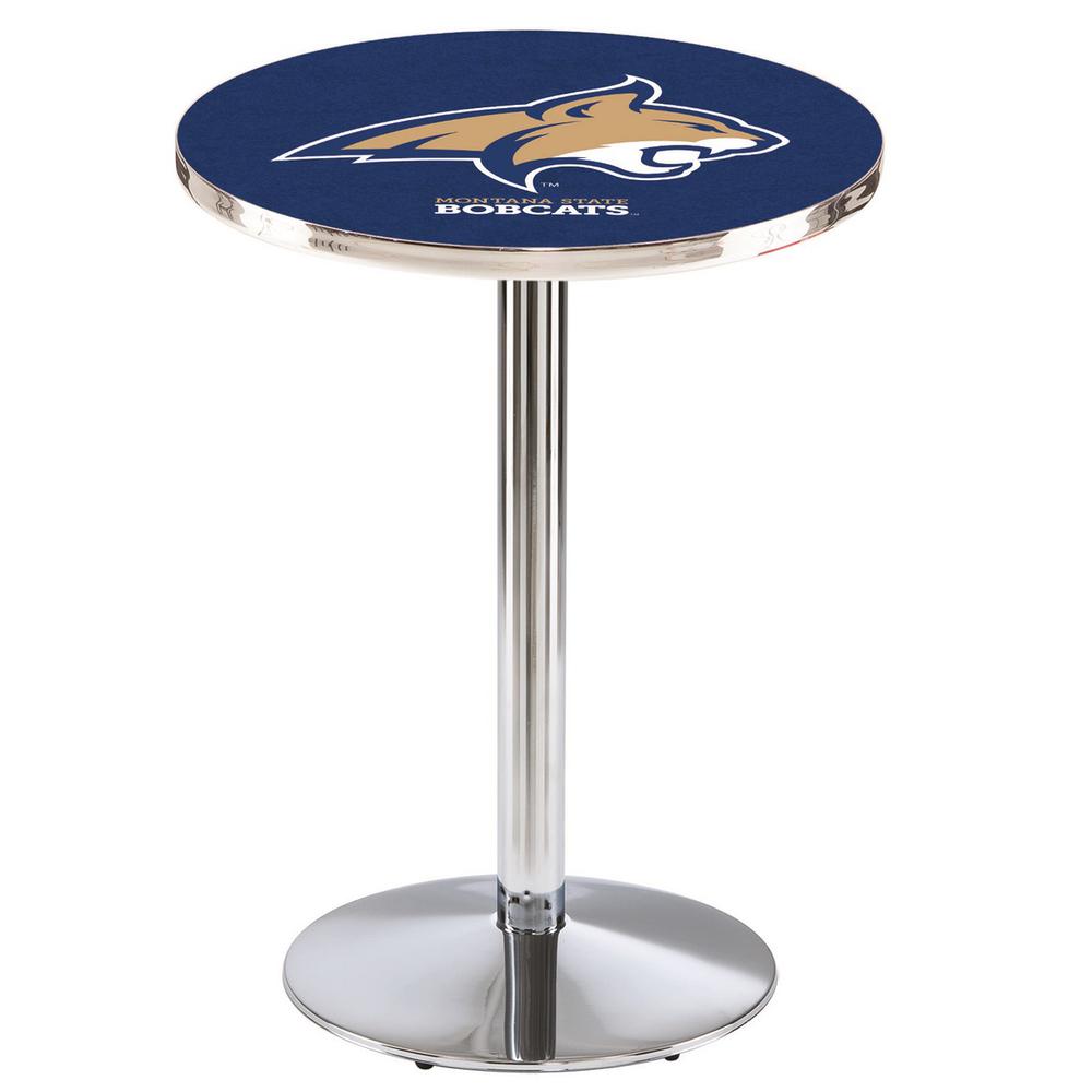 L214 Montana State University 36" Tall - 36" Top Pub Table with Chrome Finish. Picture 1