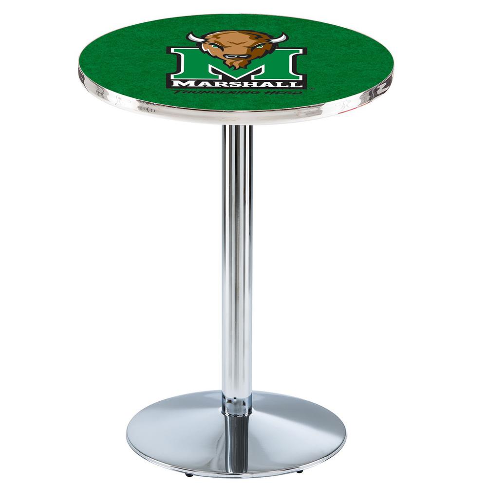 L214 Marshall University 36" Tall - 36" Top Pub Table with Chrome Finish. Picture 1