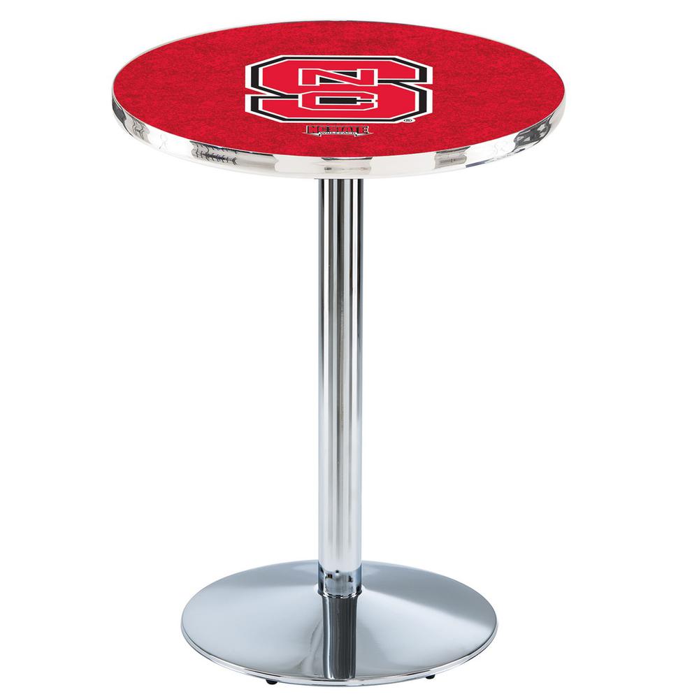 L214 North Carolina State University 36" Tall - 36" Top Pub Table with Chrome Finish. Picture 1