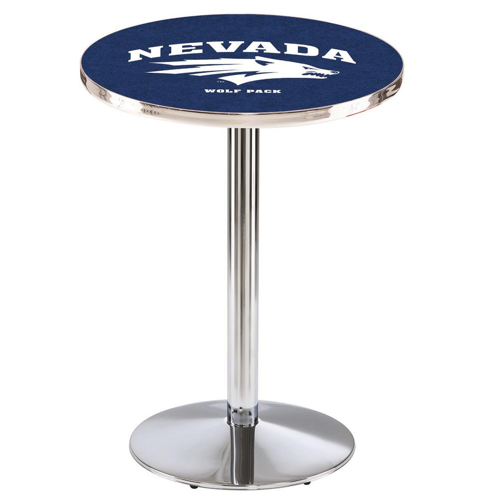 L214 University of Nevada 36" Tall - 36" Top Pub Table with Chrome Finish. Picture 1