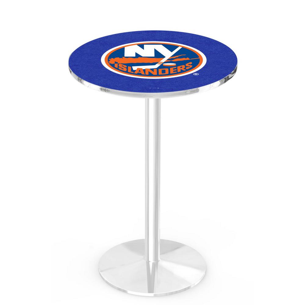 L214 New York Islanders 36" Tall - 36" Top Pub Table with Chrome Finish (9331). Picture 1