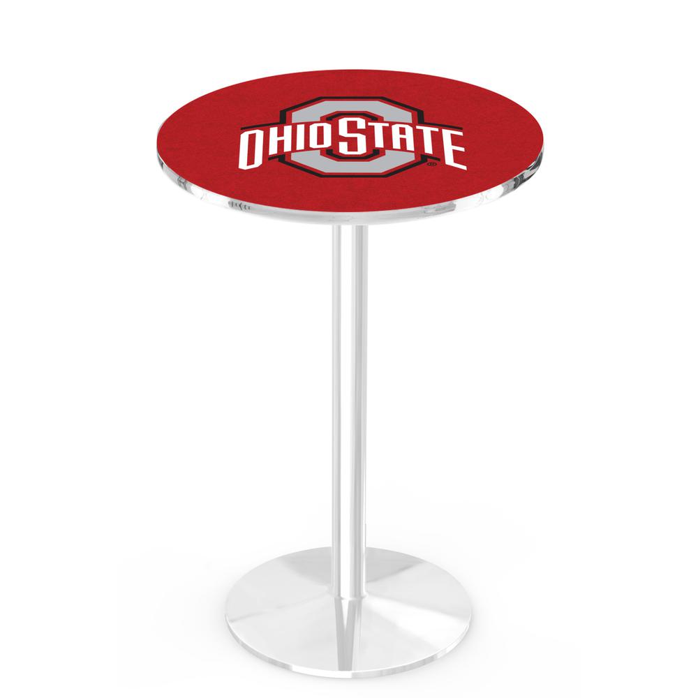 L214 Ohio State University 36" Tall - 36" Top Pub Table with Chrome Finish. Picture 1