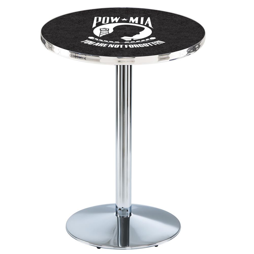 L214 POW/MIA 36" Tall - 36" Top Pub Table with Chrome Finish. Picture 1