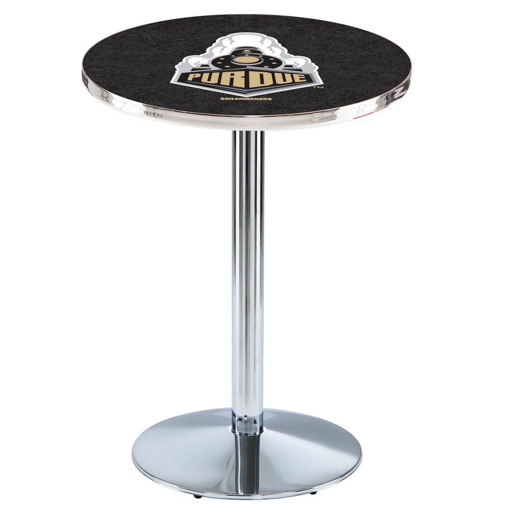 L214 Purdue 36" Tall - 36" Top Pub Table with Chrome Finish. Picture 1