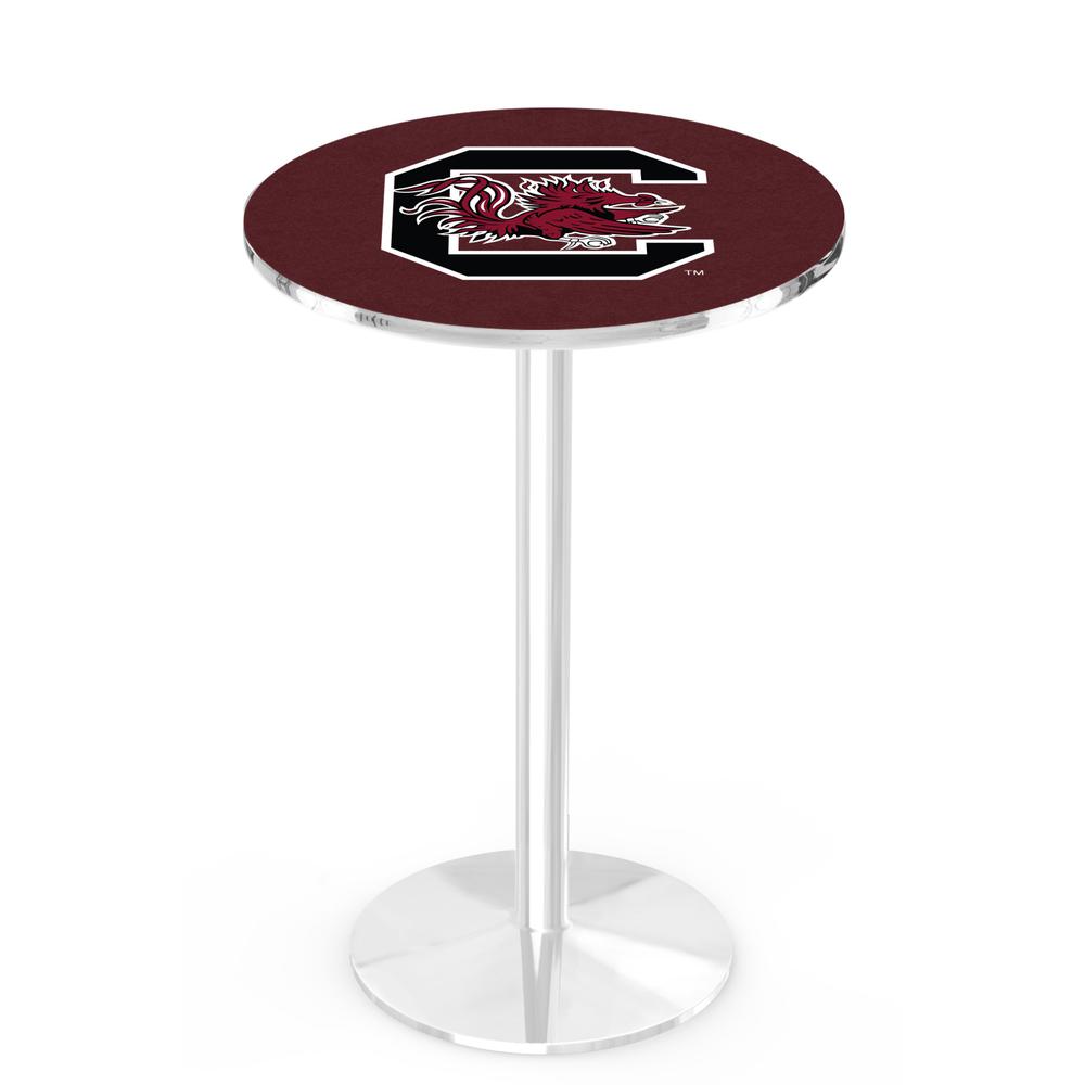 L214 University of South Carolina 36" Tall - 36" Top Pub Table with Chrome Finish. Picture 1