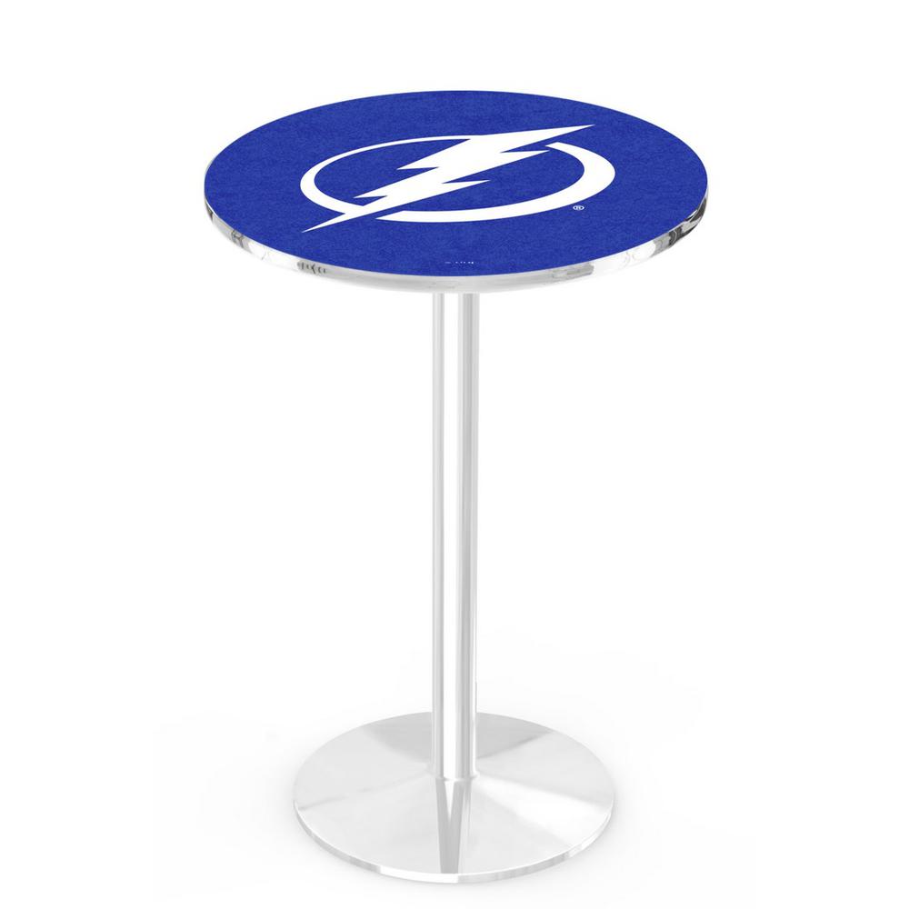 L214 Tampa Bay Lightning 36" Tall - 36" Top Pub Table with Chrome Finish (9584). Picture 1