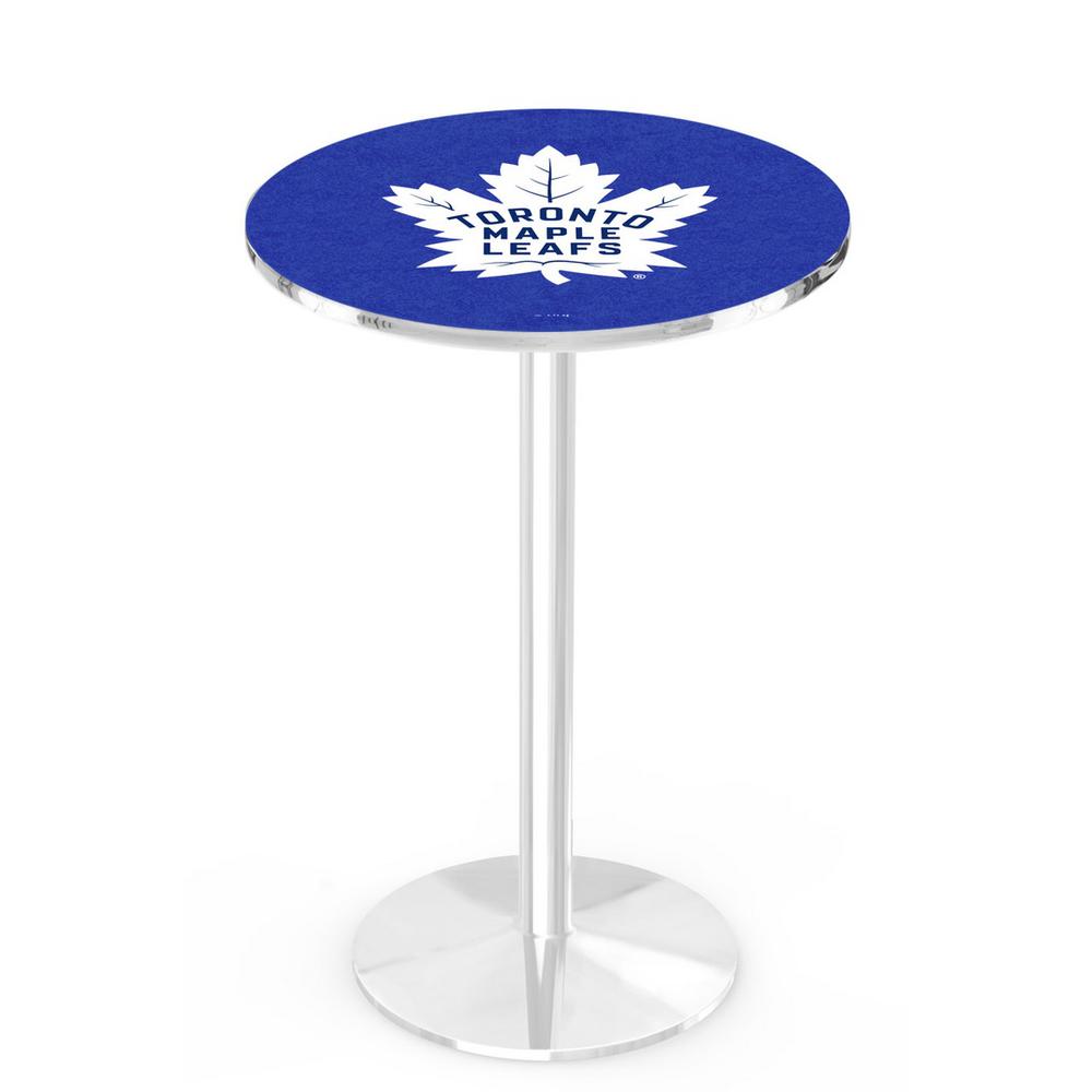L214 Toronto Maple Leafs 36' Tall - 36' Top Pub Table w/ Chrome Finish (9638). Picture 1