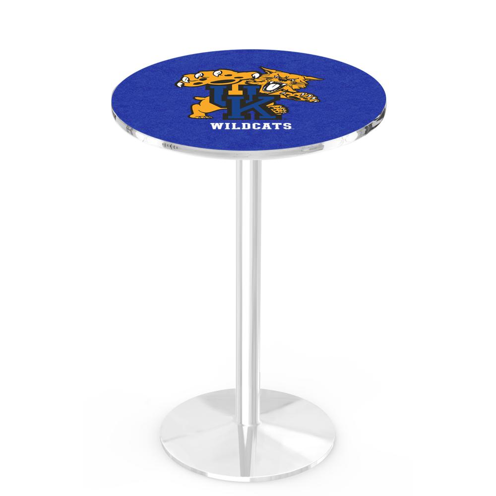 L214 University of Kentucky (Cat)  36" Tall - 36" Top Pub Table with Chrome Finish. Picture 1