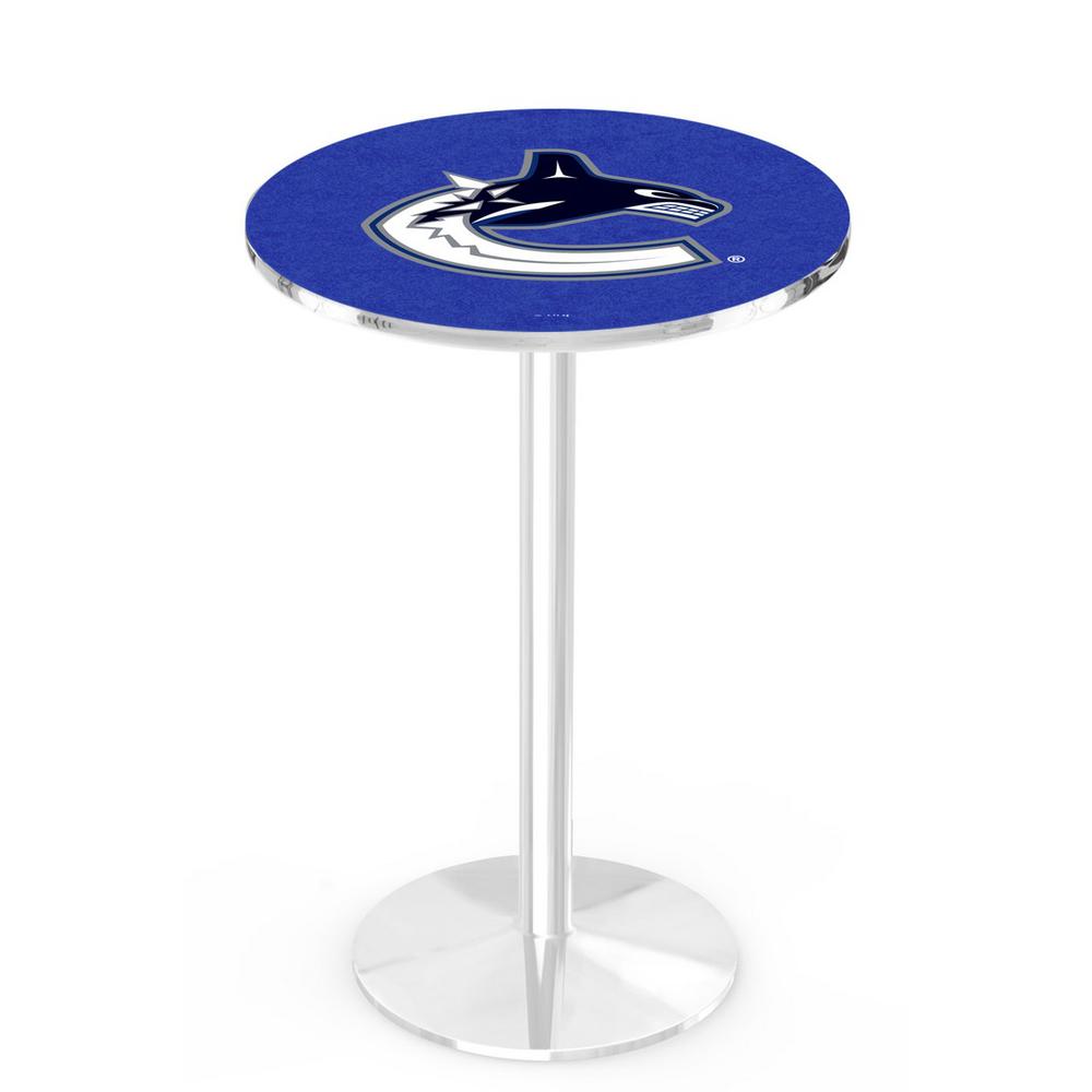 L214 Vancouver Canucks 36" Tall - 36" Top Pub Table with Chrome Finish (9768). Picture 1