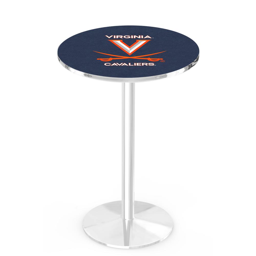 L214 University of Virginia 36" Tall - 36" Top Pub Table with Chrome Finish. Picture 1