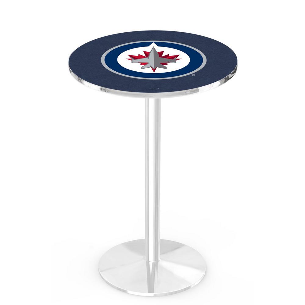 L214 Winnipeg Jets 36' Tall - 36' Top Pub Table w/ Chrome Finish (9904). Picture 1
