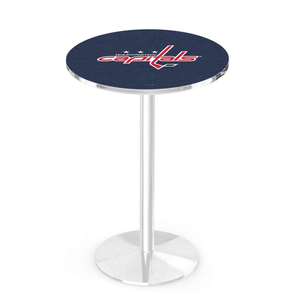 L214 Washington Capitals 36" Tall - 36" Top Pub Table with Chrome Finish (9935). Picture 1
