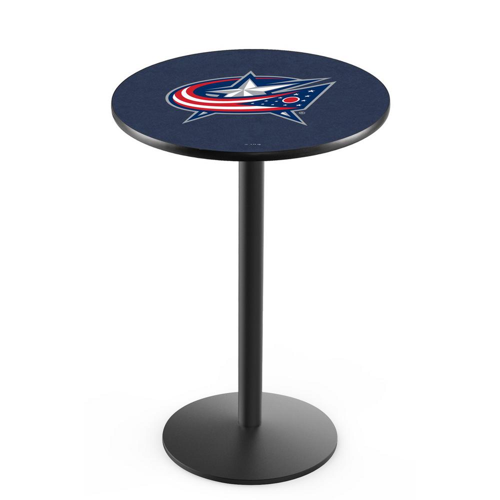 L214 Columbus Blue Jackets 36' Tall - 36' Top Pub Table w/ Black Wrinkle Finish (6705). Picture 1