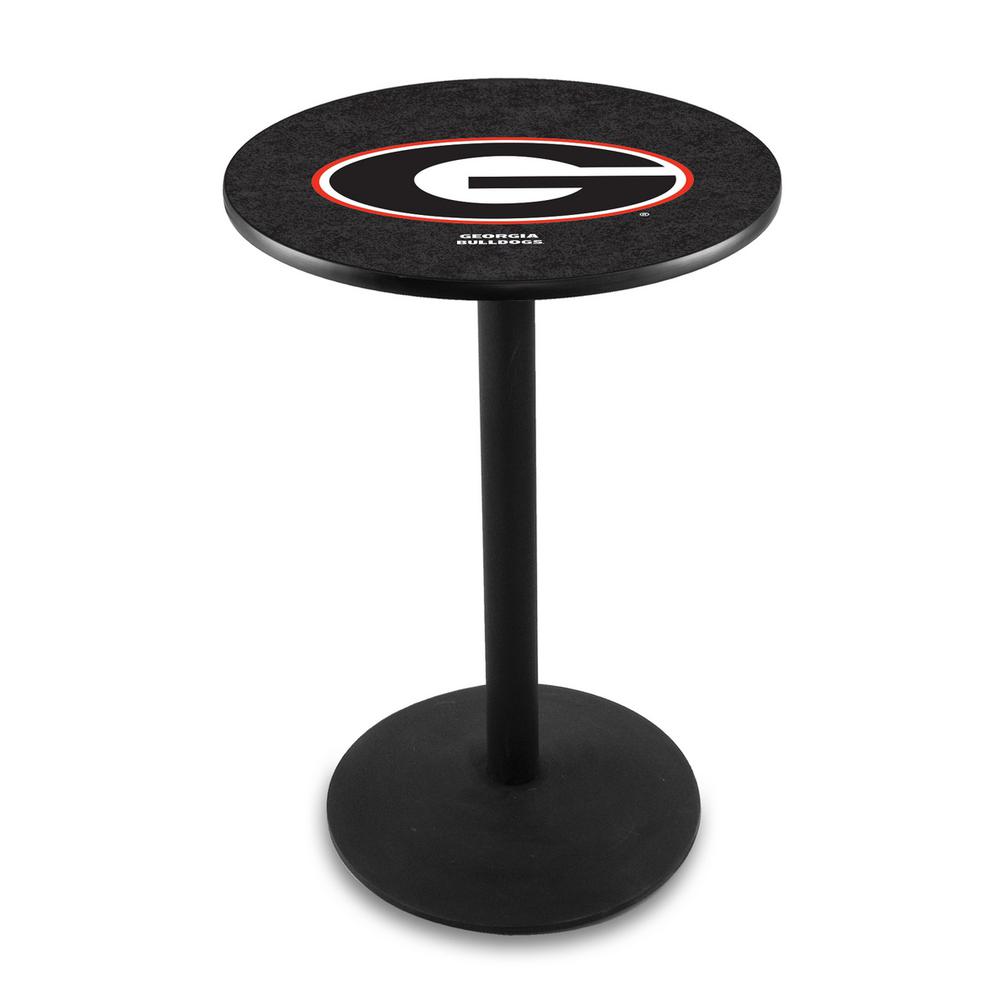 L214 University of Georgia (G)  36" Tall - 36" Top Pub Table with Black Wrinkle Finish. Picture 1