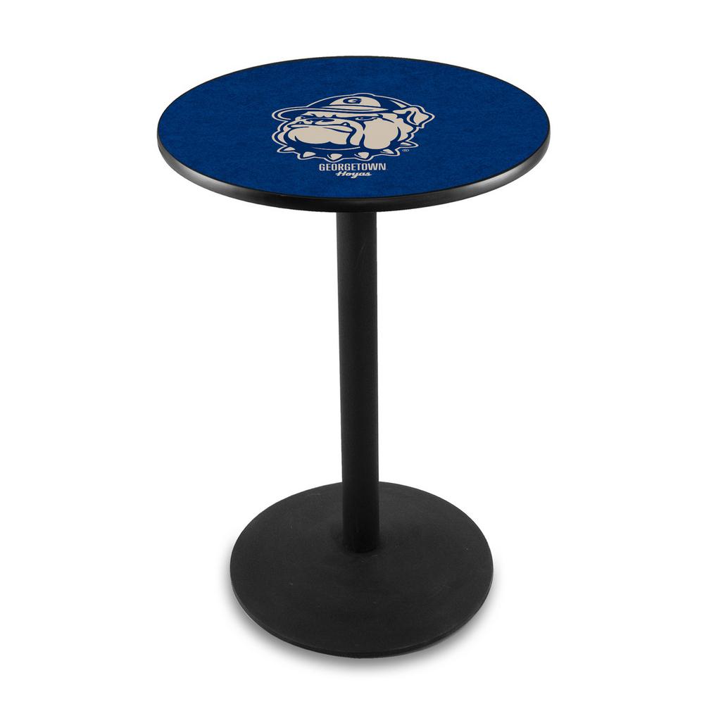 L214 Georgetown University 36' Tall - 36' Top Pub Table w/ Black Wrinkle Finish. Picture 1