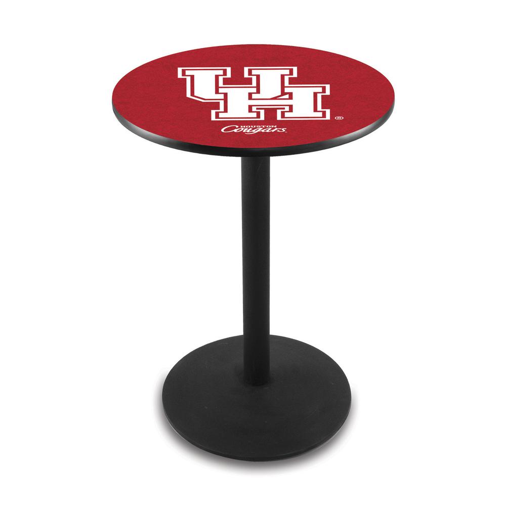 L214 University of Houston 42" Tall - 36" Top Pub Table with Black Wrinkle Finish. Picture 1