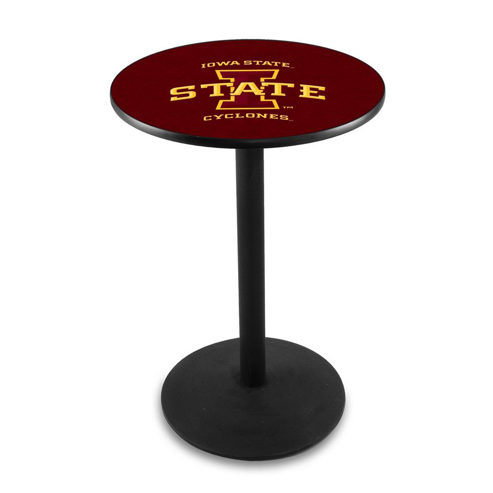 L214 Iowa State University 36' Tall - 36' Top Pub Table w/ Black Wrinkle Finish. Picture 1