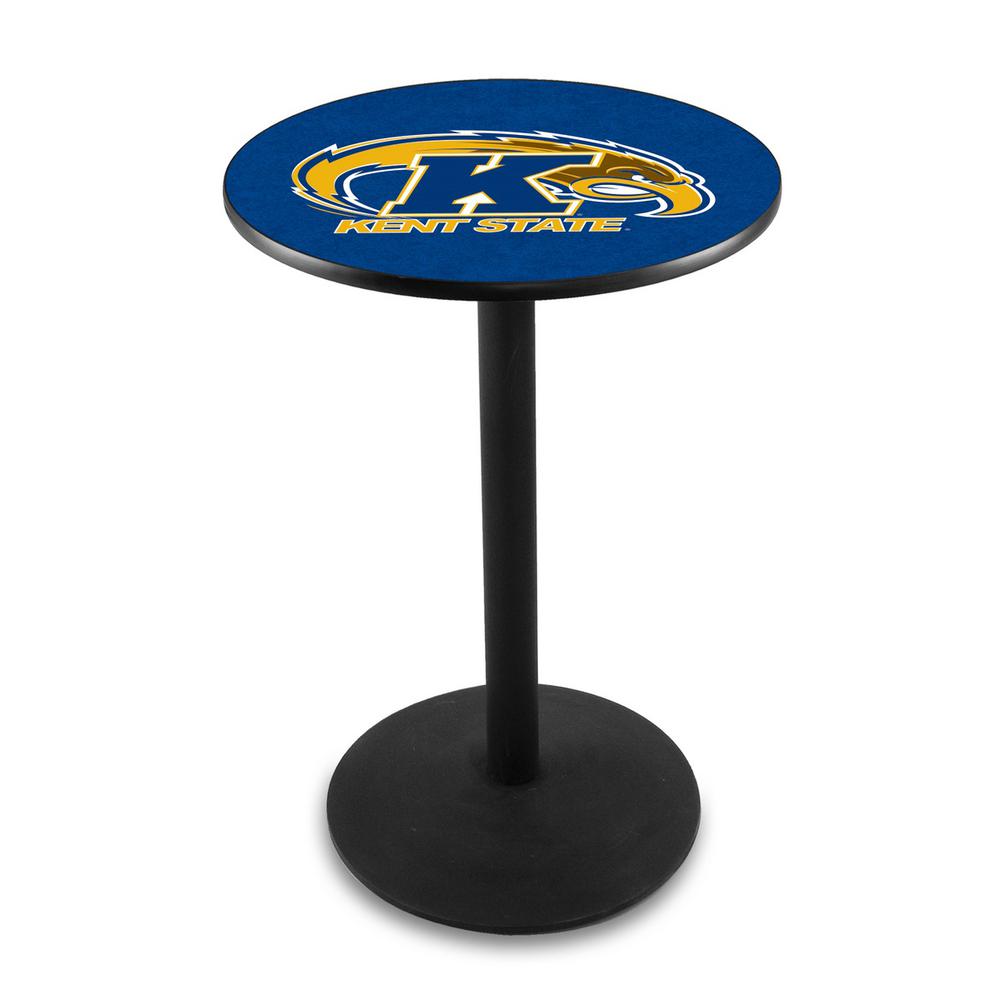 L214 Kent State University 36" Tall - 36" Top Pub Table with Black Wrinkle Finish. Picture 1