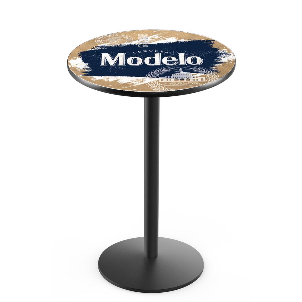 L214 Modelo (Splash) 42" Tall - 36" Top Pub Table with Black Wrinkle Finish. Picture 1
