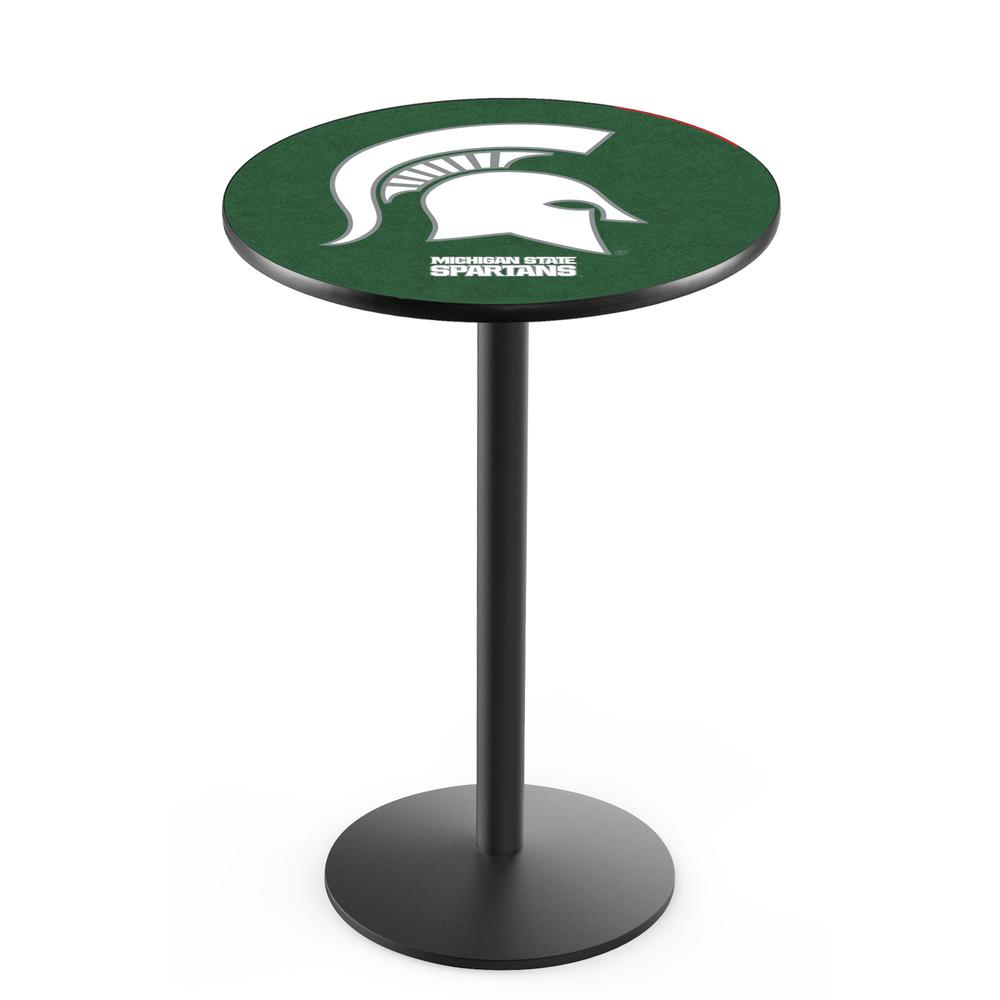 L214 Michigan State University 36" Tall - 36" Top Pub Table with Black Wrinkle Finish. Picture 1