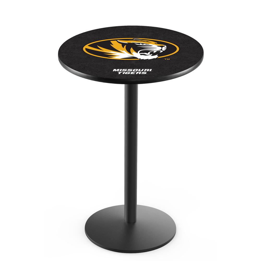 L214 University of Missouri 36" Tall - 36" Top Pub Table with Black Wrinkle Finish. Picture 1