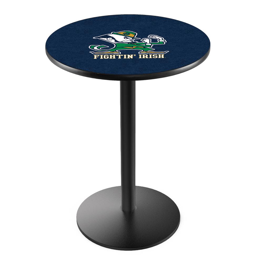 L214 Notre Dame (Leprechaun) 36" Tall - 36" Top Pub Table with Black Wrinkle Finish. Picture 1