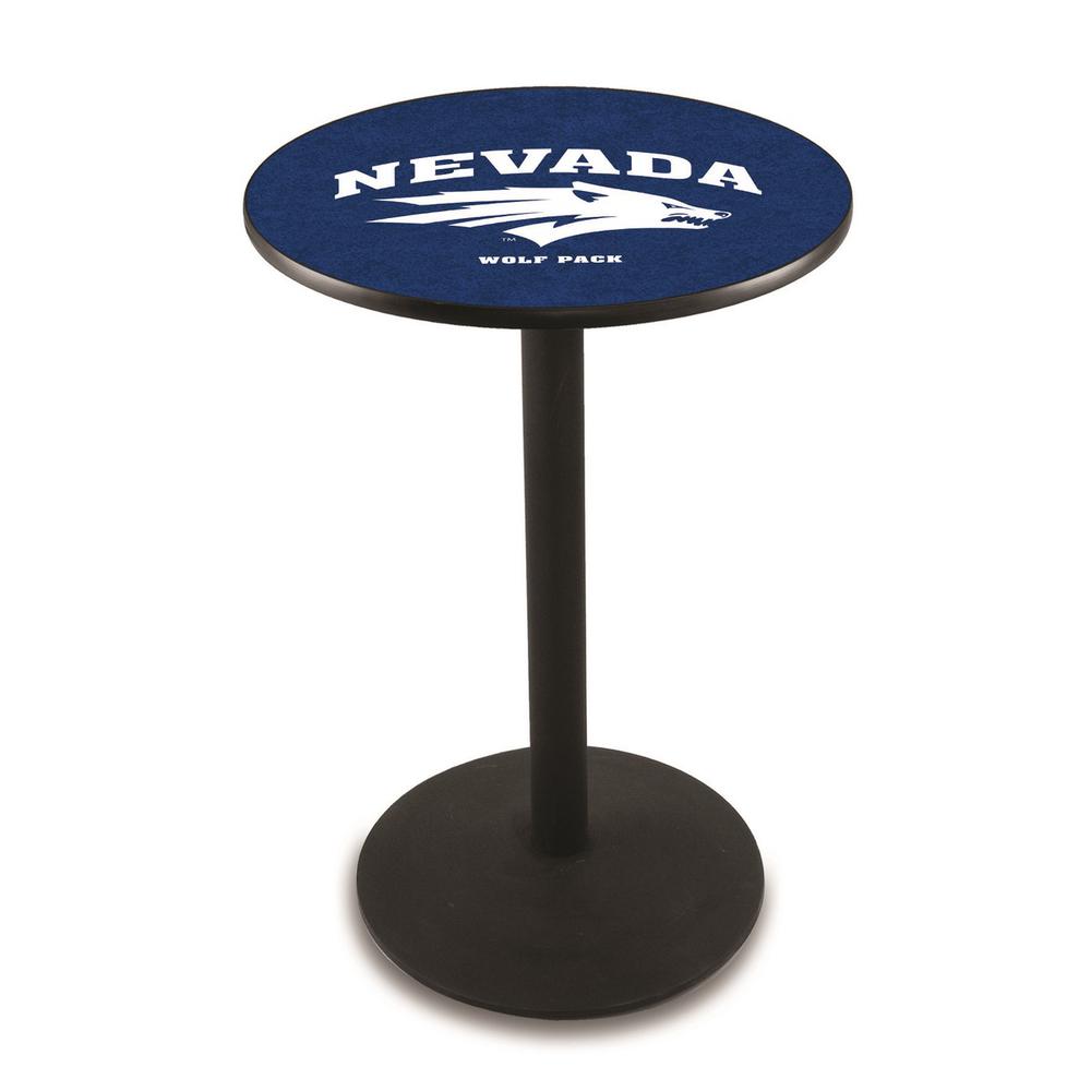 L214 University of Nevada 36' Tall - 36' Top Pub Table w/ Black Wrinkle Finish. Picture 1
