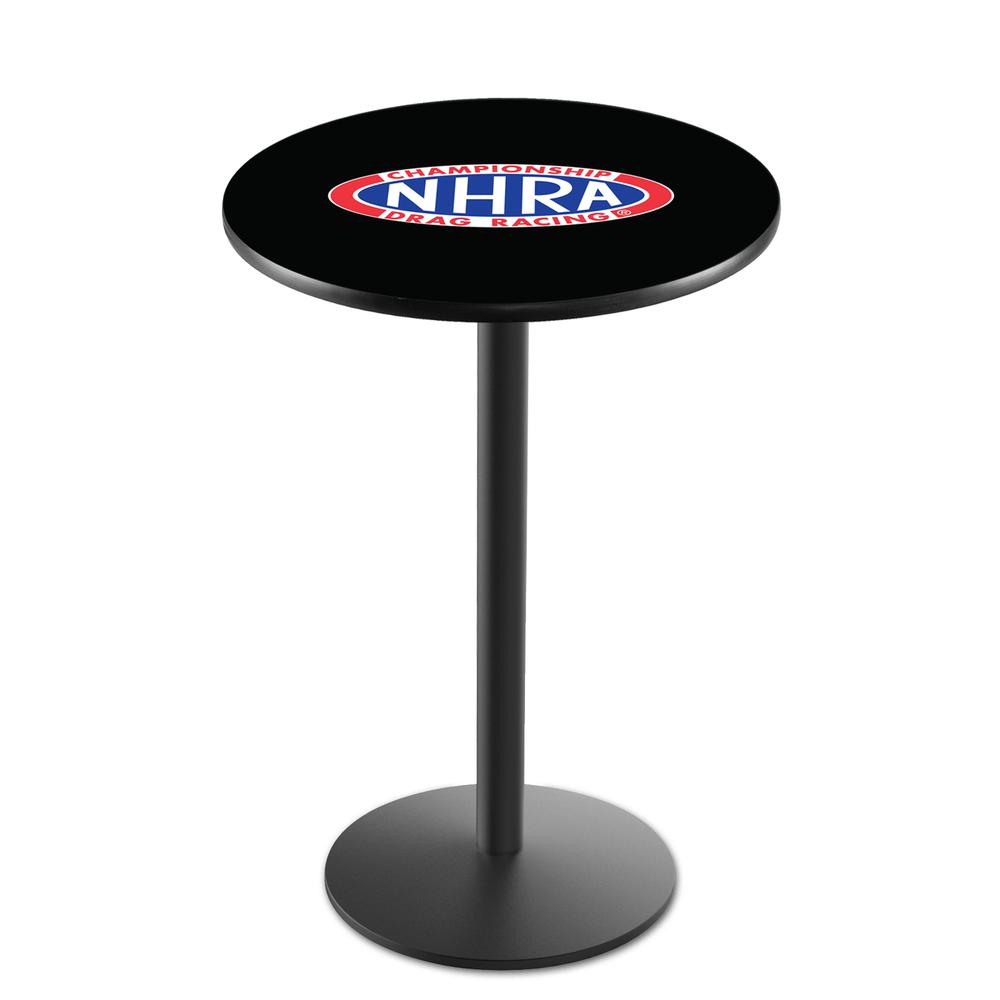 L214 - 36" NHRA Drag Racing, Black Wrinkle Pub Table with 36" dia. top by Holland Bar Stool Co.. Picture 1