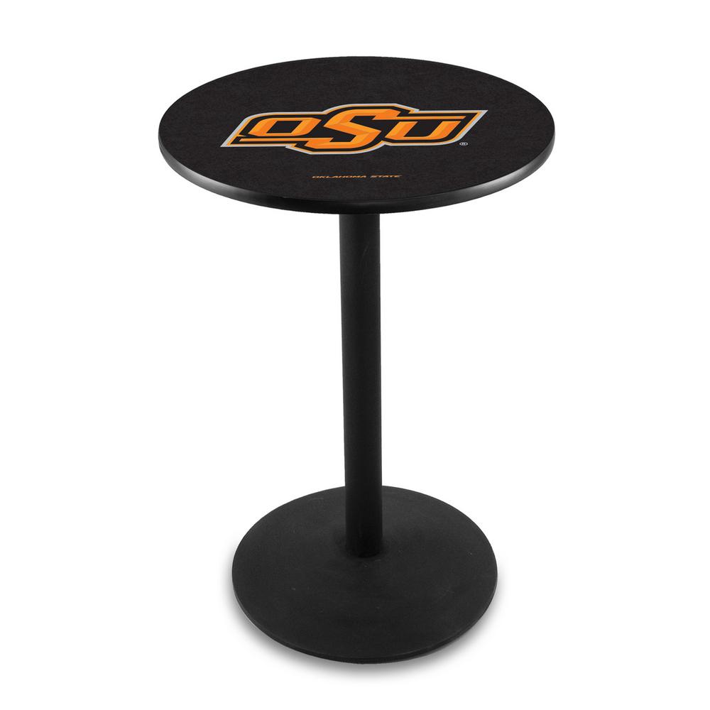 L214 Oklahoma State University 36' Tall - 36' Top Pub Table w/ Black Wrinkle Finish. Picture 1