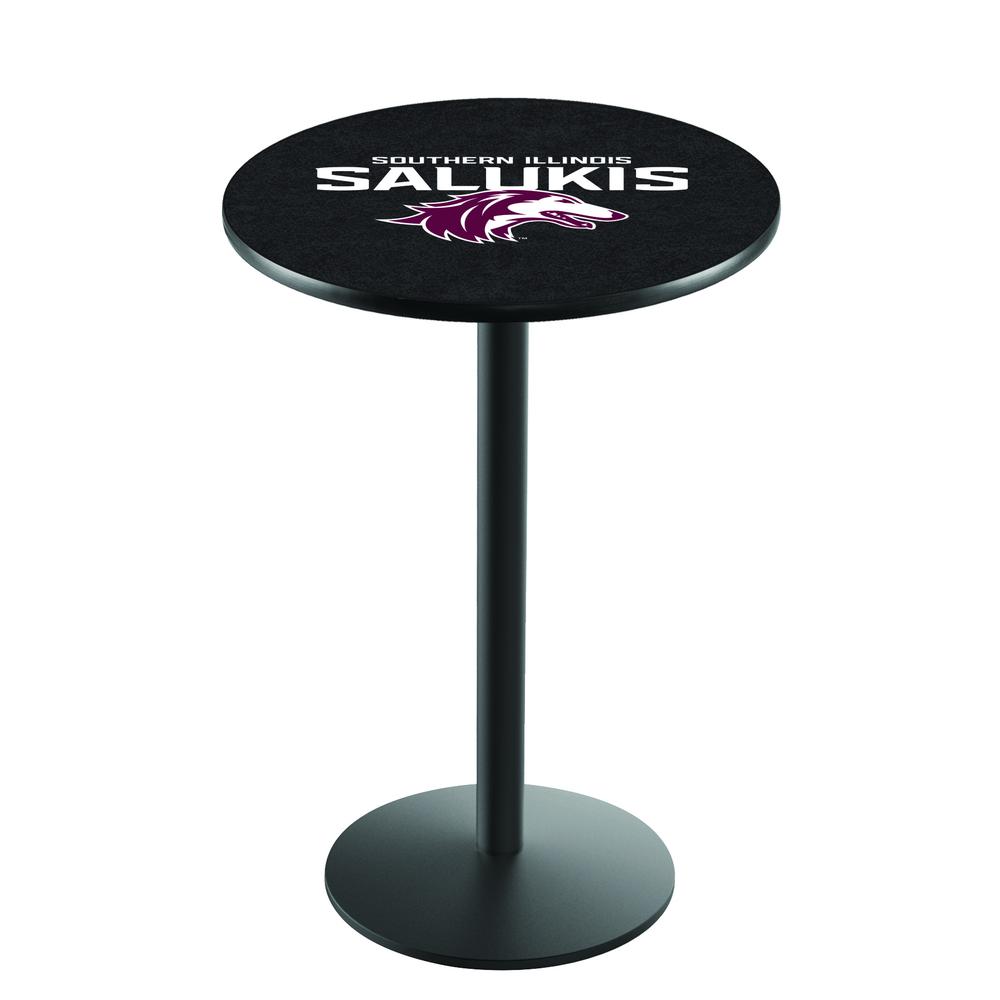 L214 Southern Illinois University 36' Tall - 36' Top Pub Table w/ Black Wrinkle Finish. Picture 1
