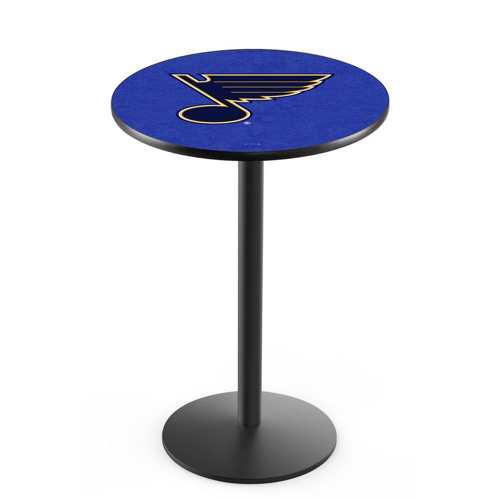 L214 St Louis Blues 42' Tall - 36' Top Pub Table w/ Black Wrinkle Finish (1464). Picture 1